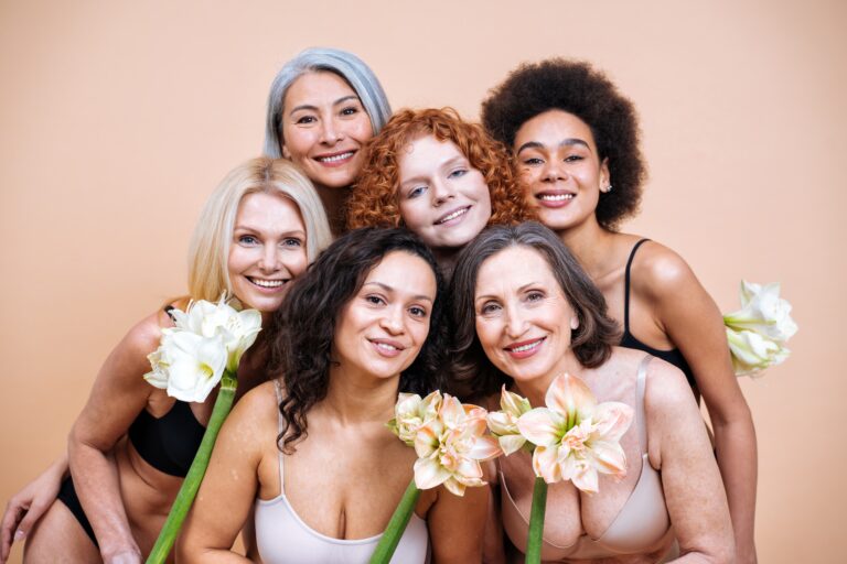 Group of women with different ages wearing bra