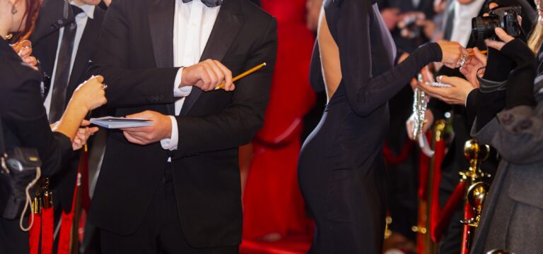 abstract background with celebrities and red carpet