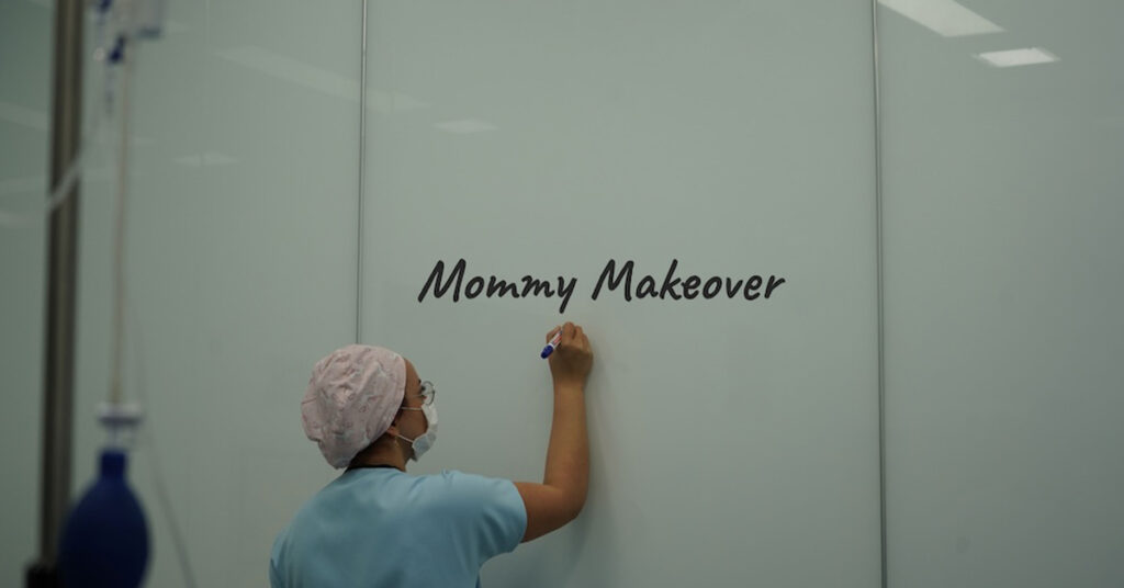 Operating room nurse preparing mommy makeover